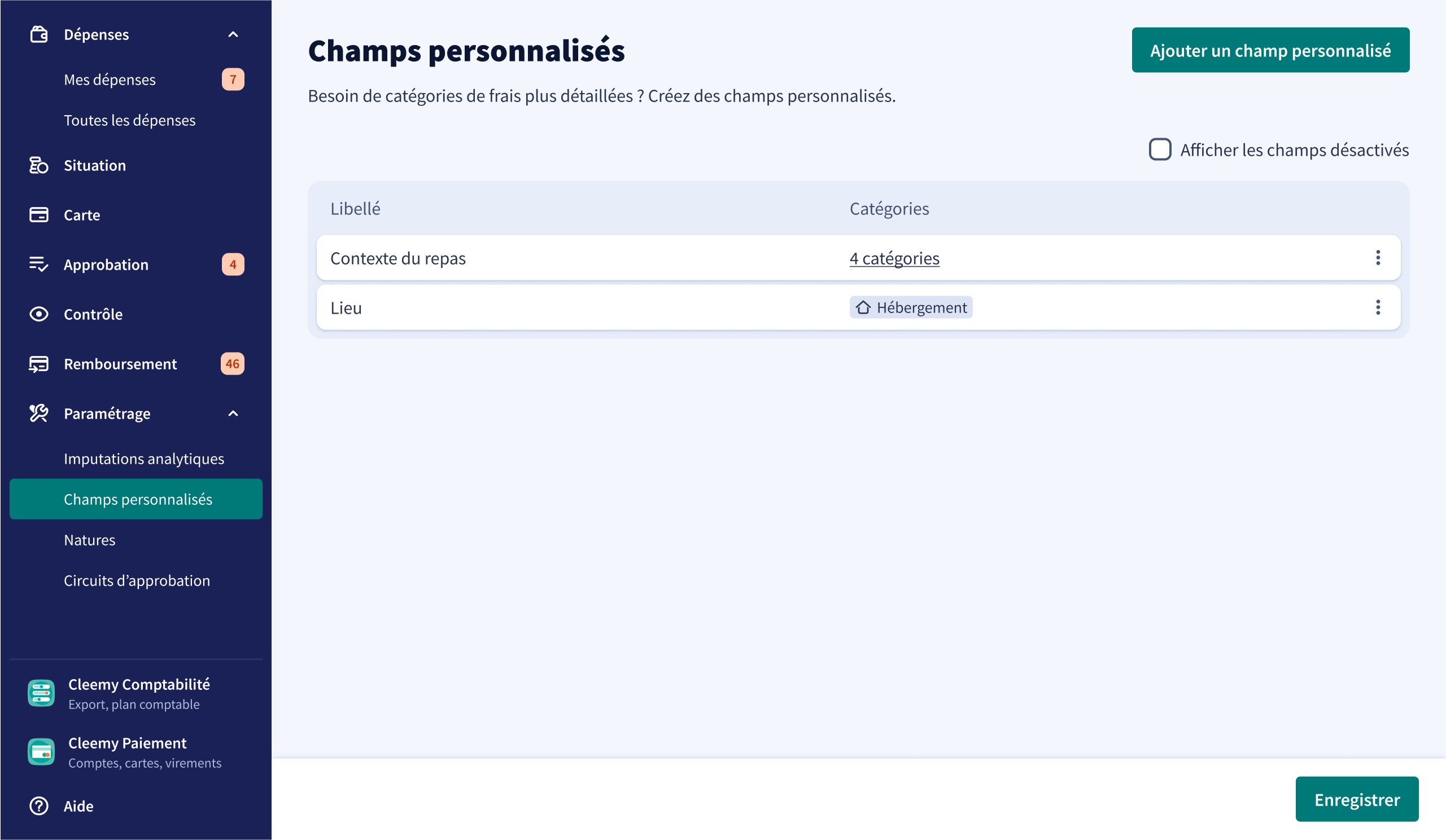 Managing custom fields