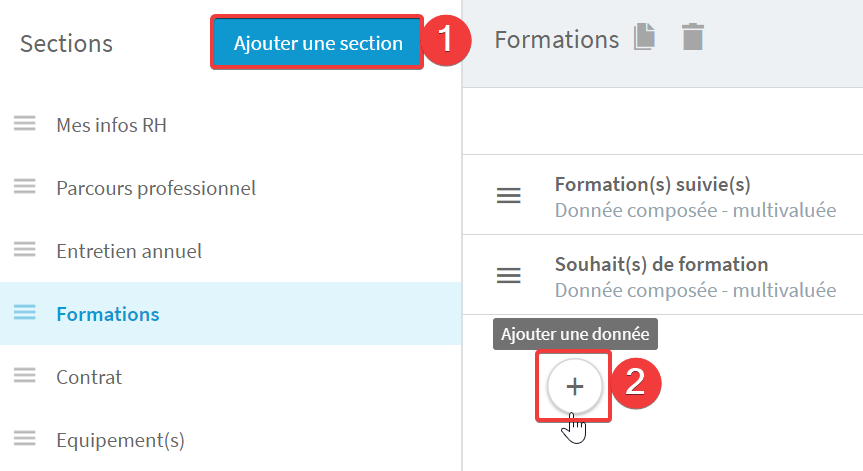 Creating or editing a section