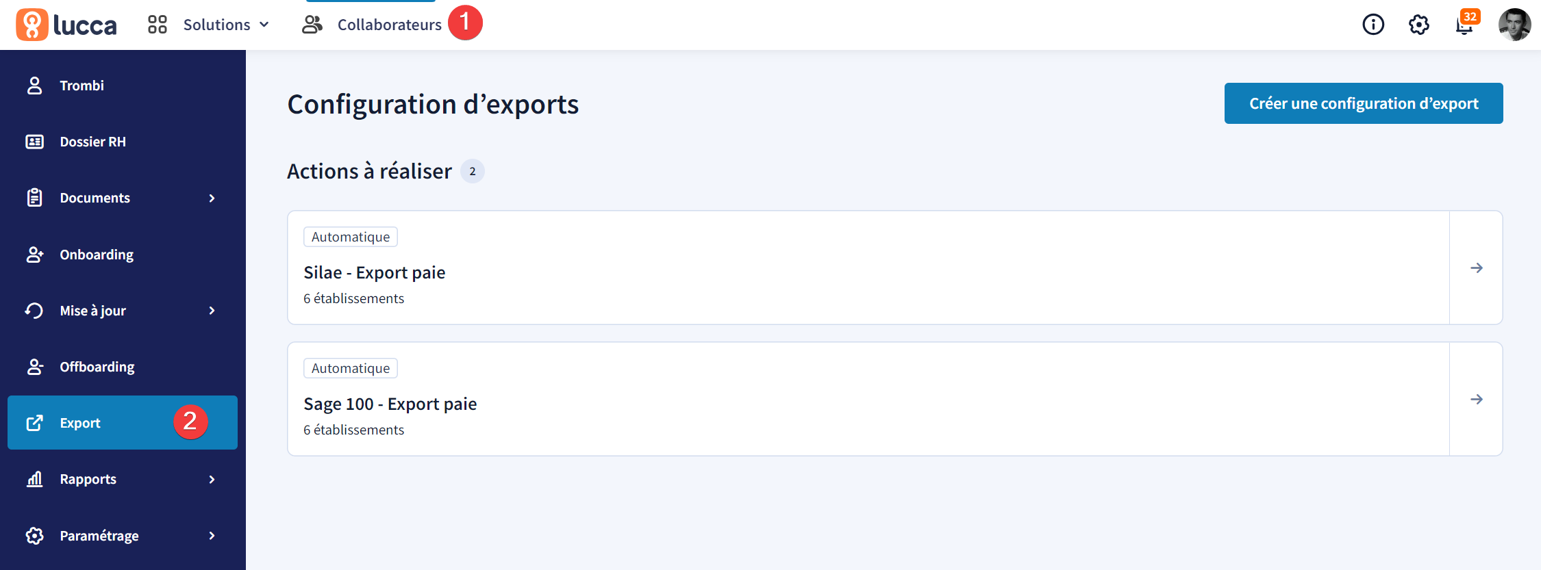 New export - Generating an export