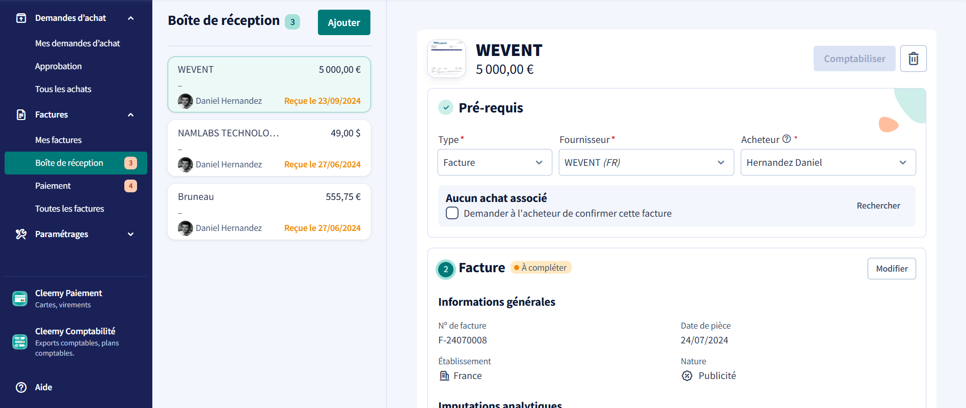 Processing and posting an invoice