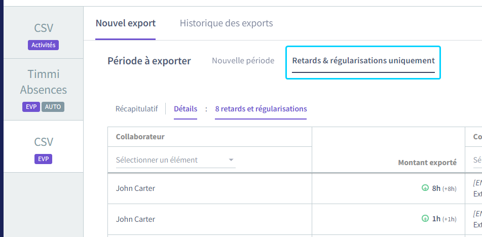 Exporting overtime (or any VRI)