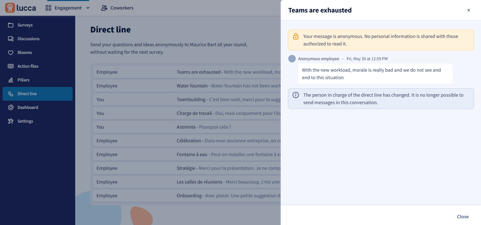 Setting up the direct line for anonymous, unfiltered communication