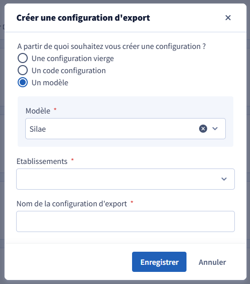 New export - Setting up an export configuration