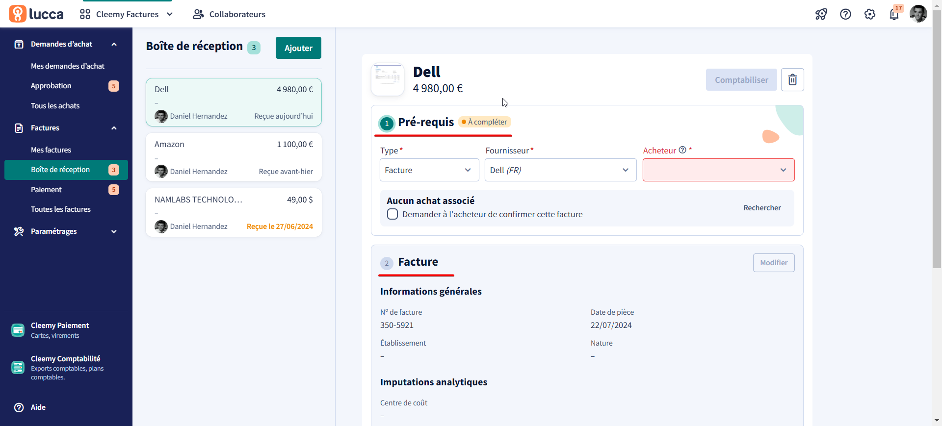 Processing and posting an invoice