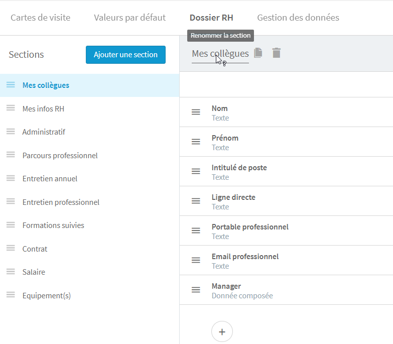 Creating or editing a section