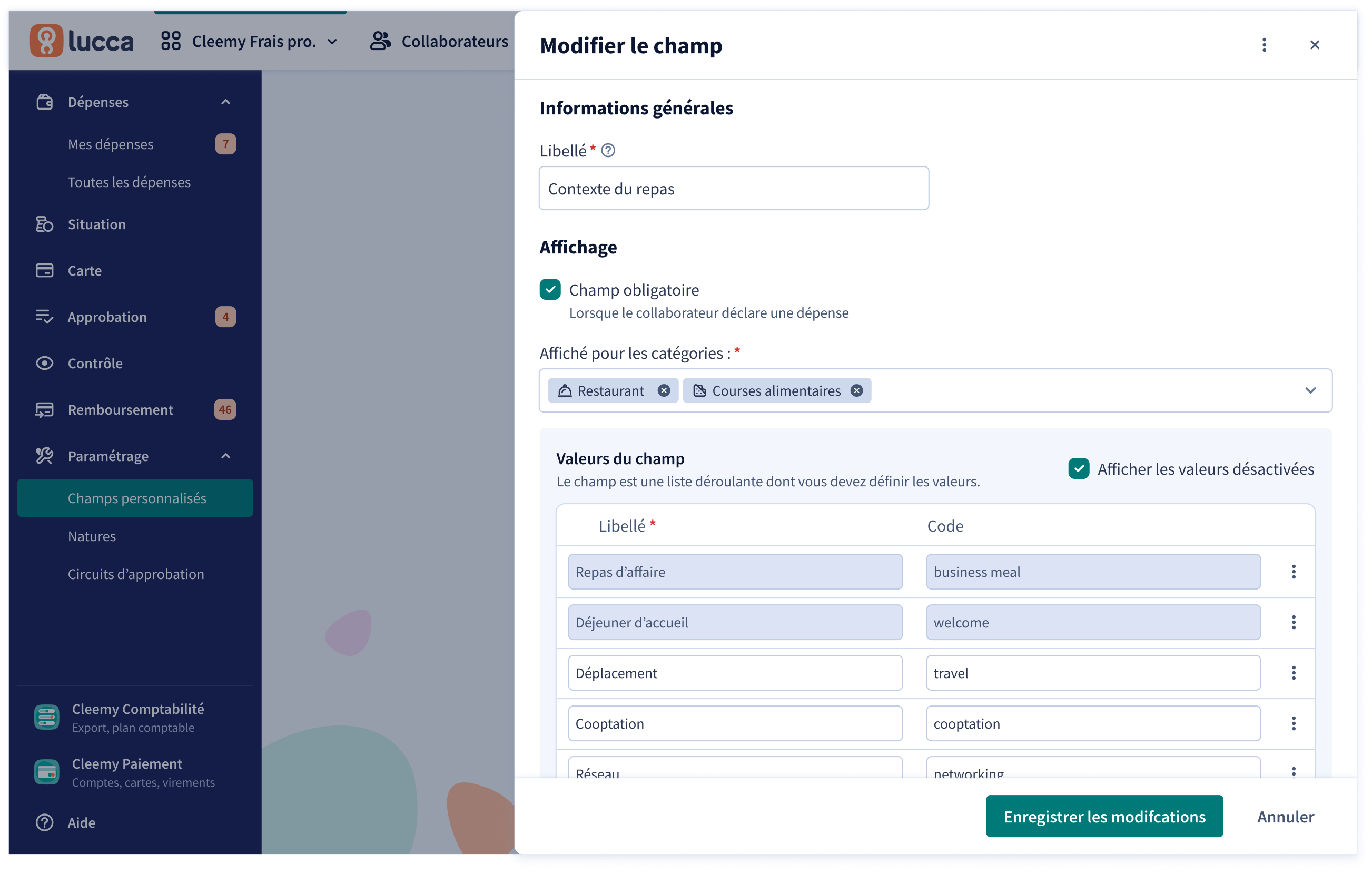 Managing custom fields
