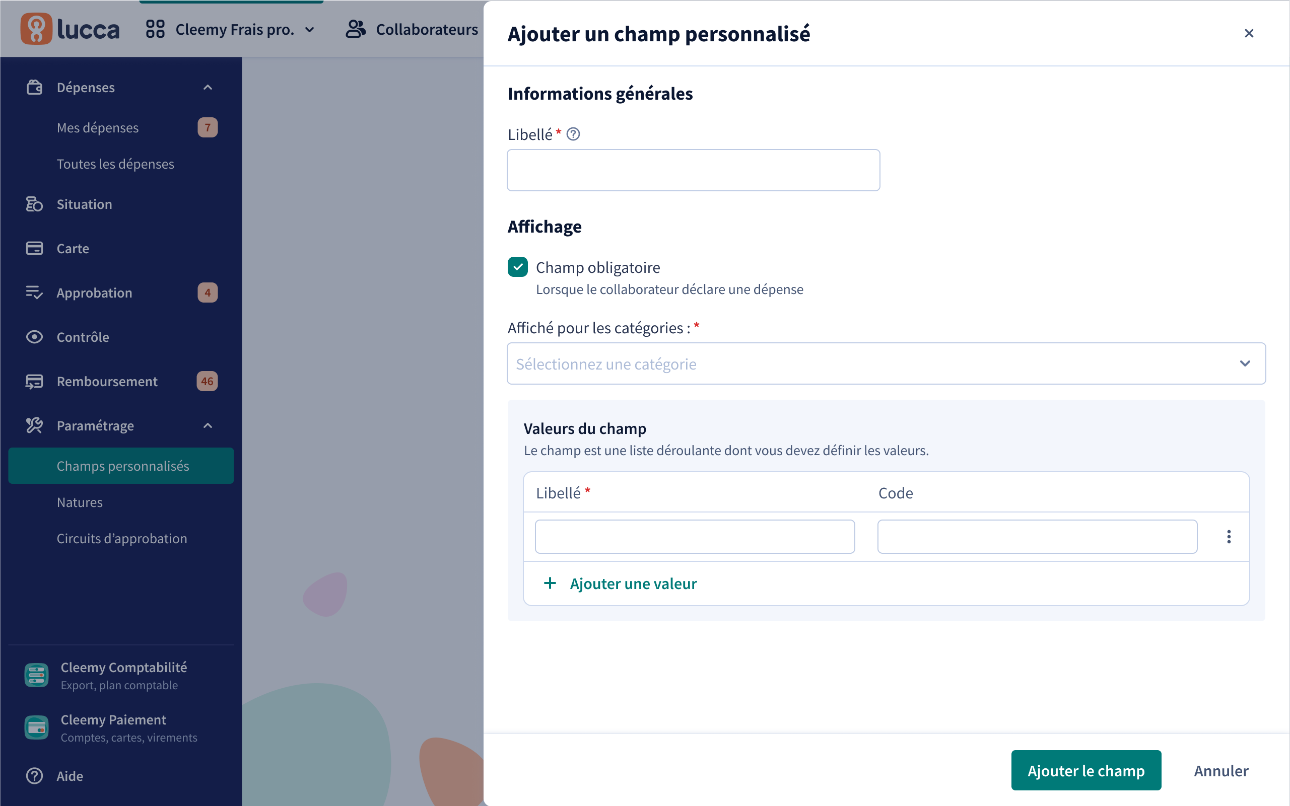 Managing custom fields